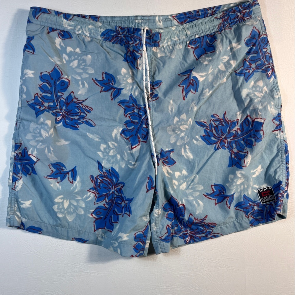 Ralph Lauren Chaps Vintage Light Blue Floral Swimwear Large